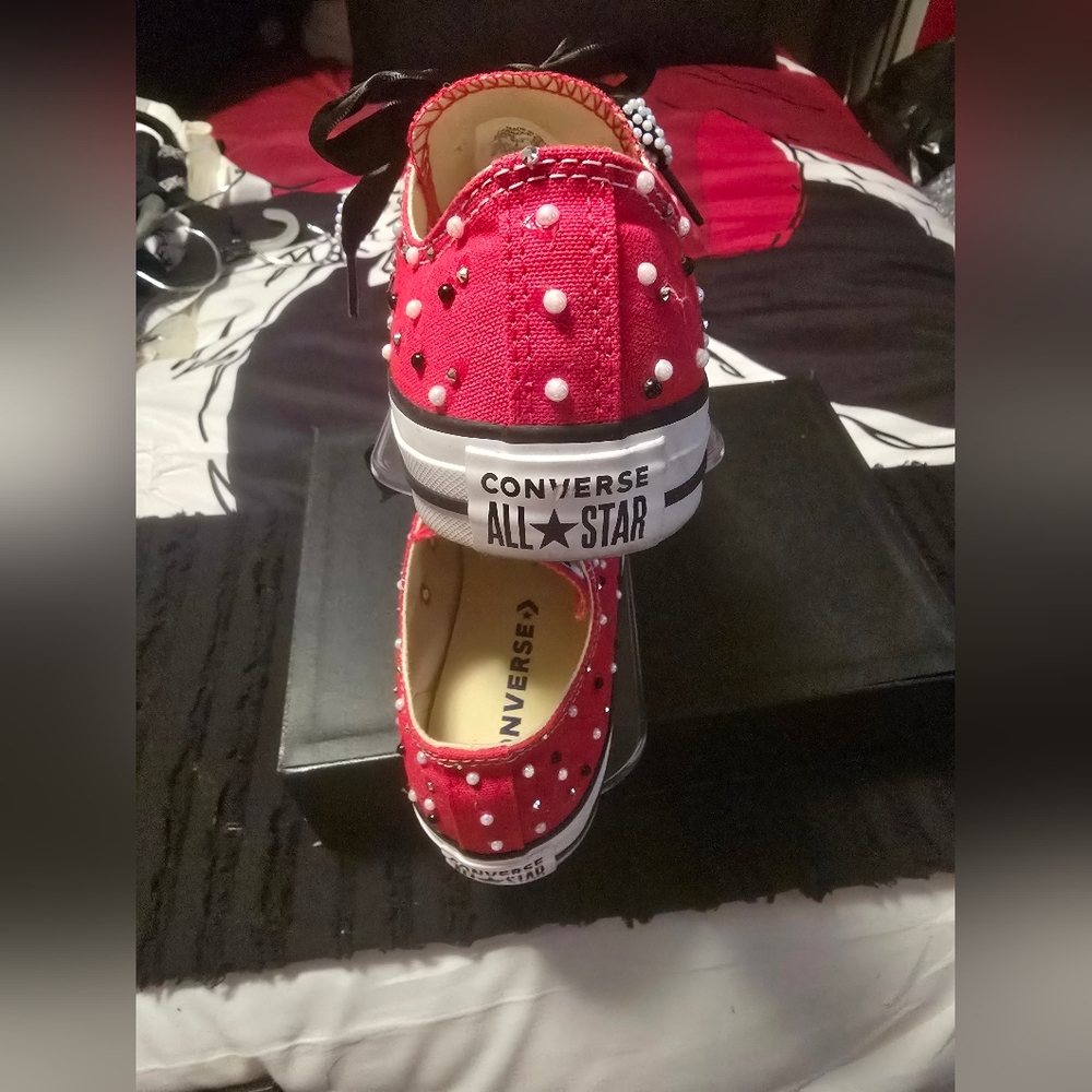 Converse Red and Black Lace-Up Sneakers - Picture 3 of 4